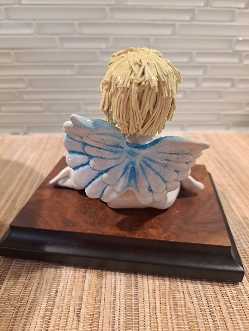 Italian Zampiva Porcelain Spaghetti Hair Angel With Music Sheet Figurine On Base - Picture 2 of 8